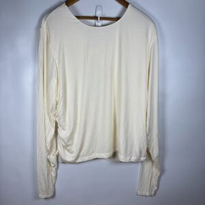 Blogilates Twisty Long Sleeve Top Cream Womens 3X Athleisure Sporty Yoga Pilates